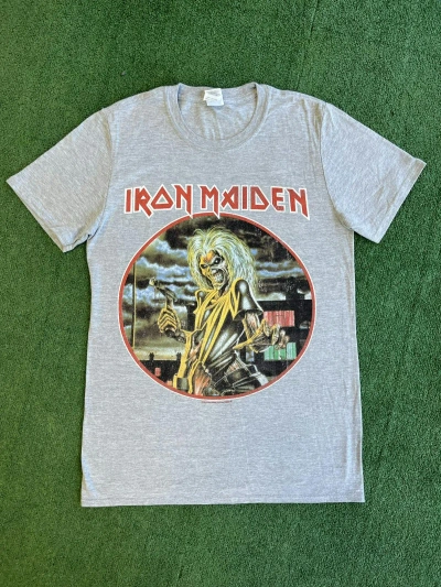 Pre-owned Band Tees X Iron Maiden Vintage Iron Maiden Skeleton Axe Attacks T Shirt In Grey