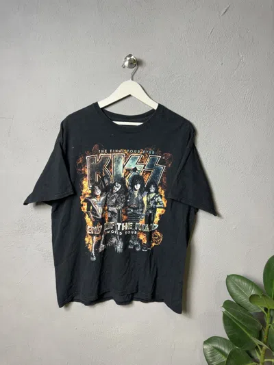 Pre-owned Band Tees X Kiss Band Tee Vintage World Tour In Black