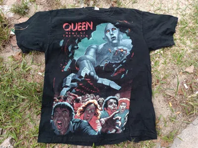 Pre-owned Band Tees X Made In Usa Queen News Of The Wolrd Vintage Y2k In Black