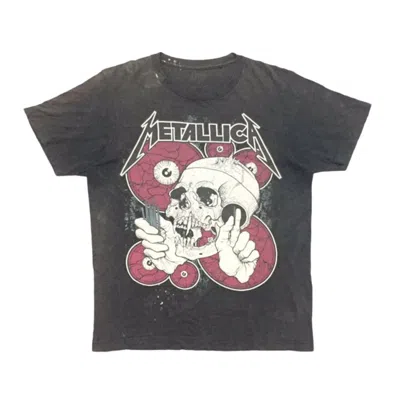 Pre-owned Band Tees X Metallica Pushead For Uniqlo Distressed Sunfaded Tee In Faded Black