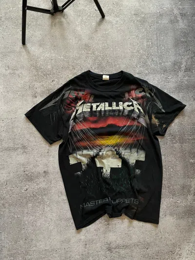 Pre-owned Band Tees X Metallica Vintage T-shirt Metallica Merch Full Printed Tee Y2k In Black