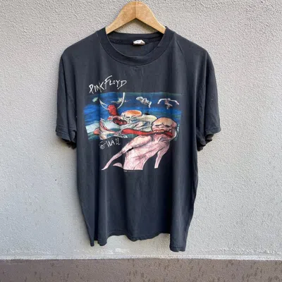 Pre-owned Band Tees X Pink Floyd Vintage Pink Floyd Band Tee The Wall Psychedelic Rock In Black