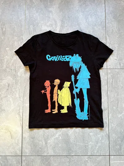 Pre-owned Band Tees X Rap Tees Gorillaz Vintage Y2k T Shirt Like Oasis Britpop Radiohead In Black
