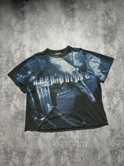 Pre-owned Band Tees X Rap Tees Vintage Deep Purple Tee 1998 Tour T-shirt Overprinted In Black