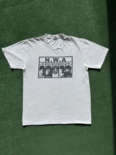 Pre-owned Band Tees X Rap Tees Vintage Y2k N.w.a The World's Most Dangerous Group Rap Tee In White