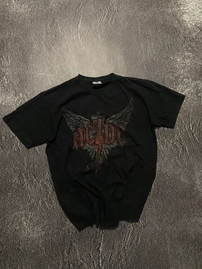 Pre-owned Band Tees X Rock Band Vintage Ac/dc 2000 Distressed T Shirt In Black