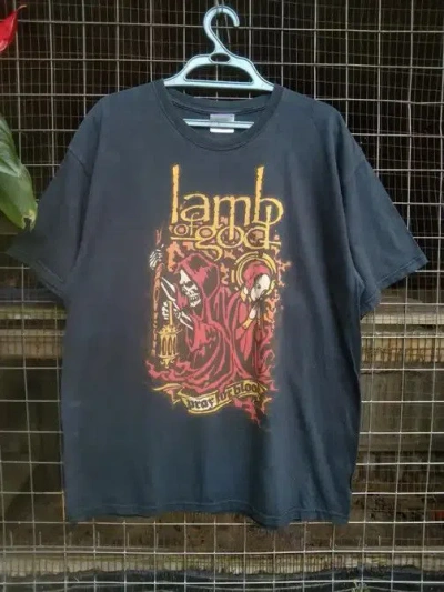 Pre-owned Band Tees X Rock Band Vintage Lamb Of God Men's T-shirt In Faded Black