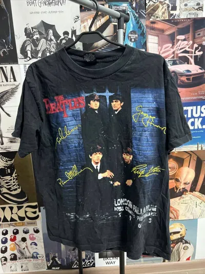 Pre-owned Band Tees X Rock Band Vintage T-shirt The Beatles London Palladium Big Logo In Black