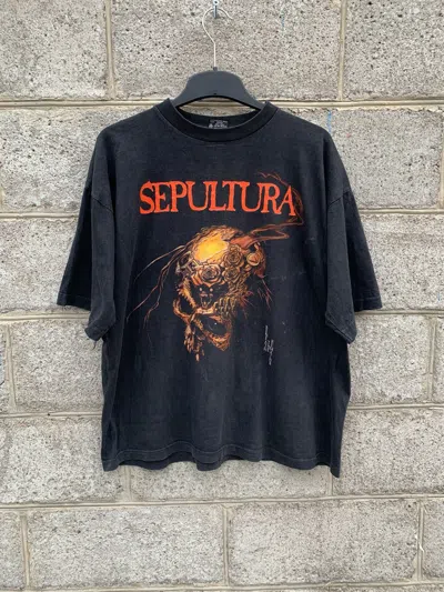 Pre-owned Band Tees X Rock T Shirt 90's Sepultura Beneath The Remains T-shirt In Black