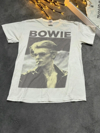 Pre-owned Band Tees X Rock T Shirt Vintage David Bowie Photograph Steve Shapiro T-shirt In White