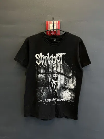 Pre-owned Band Tees X Rock T Shirt Vintage Slipknot The Gray Chapter Rock Band Balck Tee 00s In Black
