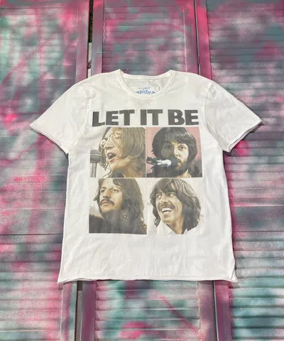 Pre-owned Band Tees X Rock T Shirt Vintage Y2k Beatles Let It Be All Face Logo T-shirt In Beige