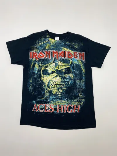 Pre-owned Band Tees X Rock Tees 2010 Iron Maiden Aces High Promo Graphic Tee In Black