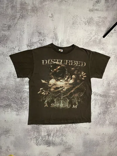 Pre-owned Band Tees X Rock Tees Vintage Disturbed Asylum Distressed T-shirt In Faded Black