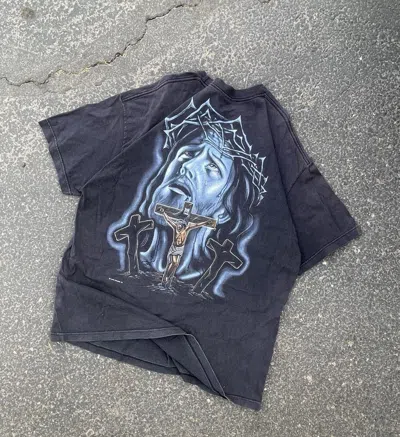 Pre-owned Band Tees X Supreme 90's Vintage Jesus Christ Cross Shirt Worn By Travis Scott In Black
