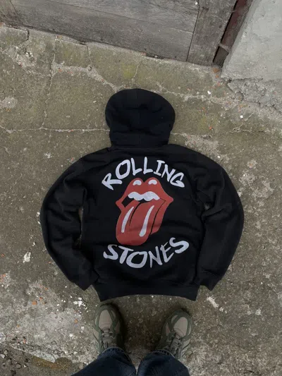 Pre-owned Band Tees X The Rolling Stones Vintage Hoodie 90's Size S Black Color