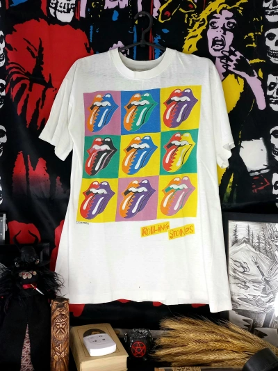 Pre-owned Band Tees X The Rolling Stones Vintage Tour T-shirt 1989/90 In White