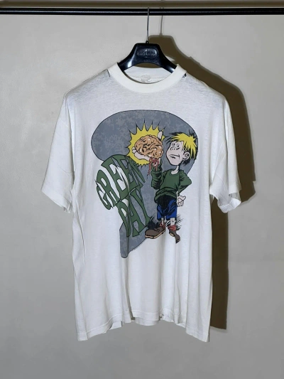 Pre-owned Band Tees X Vintage 1994 Green Day Eat Your Parents T-shirt In White