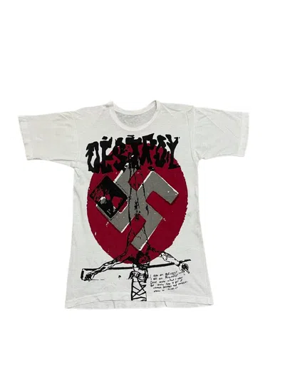 Pre-owned Band Tees X Vintage 80's Destroy I Am An Anarchist Punk Distress T-shirt In White