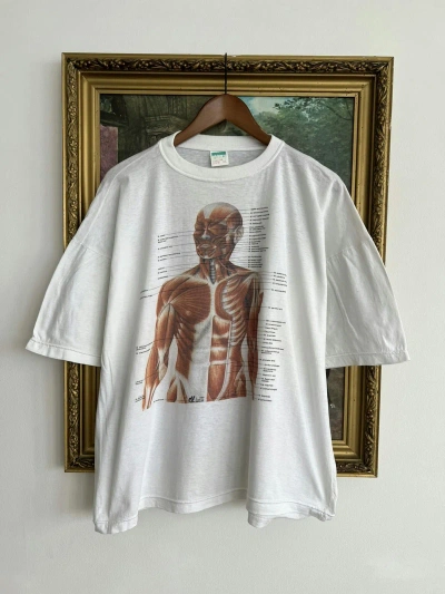 Pre-owned Band Tees X Vintage 90's Human Anatomy Muscle 1989 Kurt Cobain White Tee