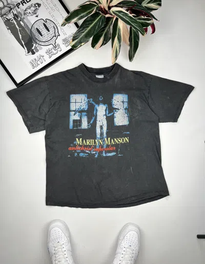 Pre-owned Band Tees X Vintage 90's Marilyn Manson Amazing Band Tee In Black
