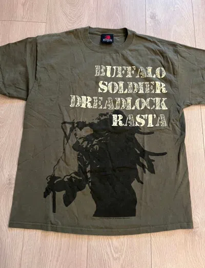 Pre-owned Band Tees X Vintage Bob Marley Buffalo Soldier Dreadlock Rasta T Shirt In Olive