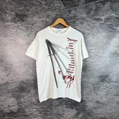 Pre-owned Band Tees X Vintage Dragonforce Operation Ground And Pound 2008 Vintage T-shirt In White