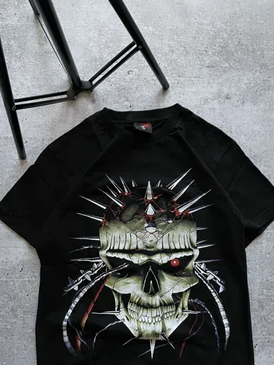 Pre-owned Band Tees X Vintage Skull T-shirt Y2k Style 90's Tee In Black