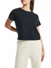 Bandier Bowery Boxy Weekend Cotton Tee In Black In Blue