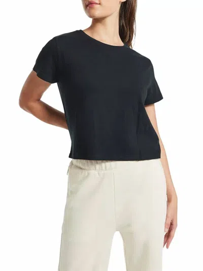 Bandier Bowery Boxy Weekend Cotton Tee In Black In Blue