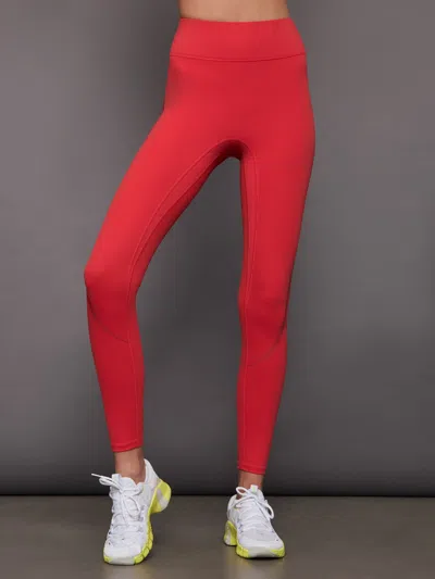 Bandier Center Stage Contrast Legging In Lollipop,tango Red