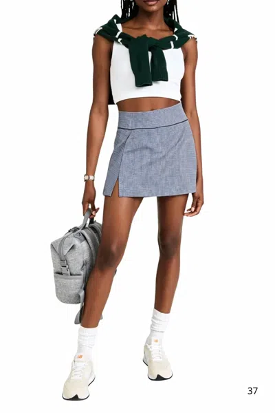 Bandier Center Stage Skort In Navy Gingham In Grey