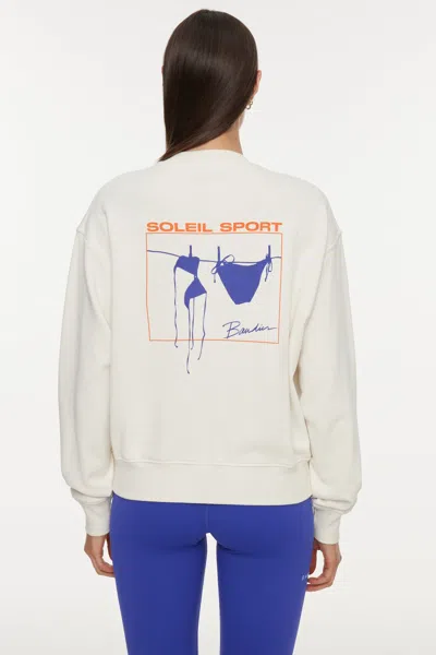 Bandier Classic Soleil Sport Crew Neck Sweatshirt In Gardenia