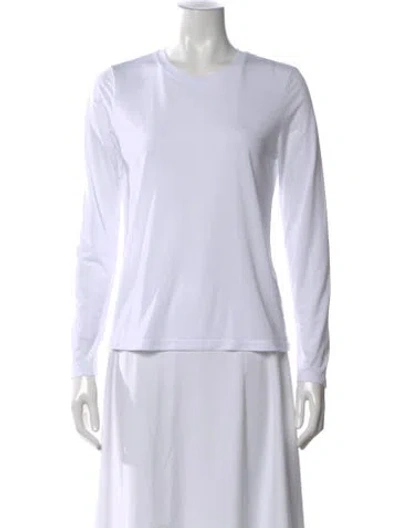 Pre-owned Bandier Crew Neck Long Sleeve Top In White