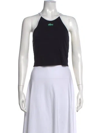 Pre-owned Bandier Halterneck Sleeveless Crop Top In Black