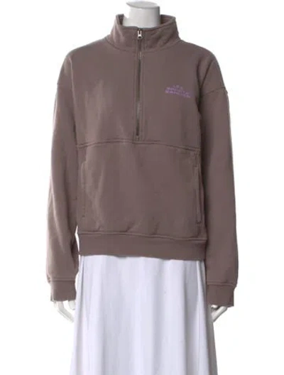 Pre-owned Bandier Mock Neck Long Sleeve Sweatshirt In Neutral