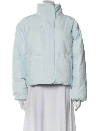 Pre-owned Bandier Nylon Faux Fur Jacket In Blue