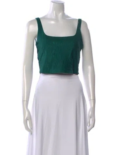 Pre-owned Bandier Nylon Square Neckline Crop Top In Green