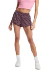 Bandier Performance Woven Run Short In Black/pink In Pink