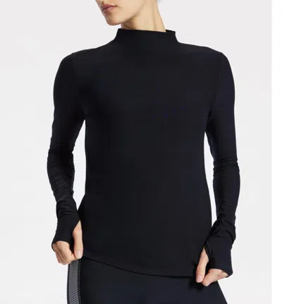 Bandier Pro Fleece Mock Neck Long Sleeve Top In Black