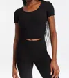 Bandier Rib Crop Short Sleeve Top In Black In Black