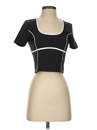 Pre-owned Bandier Short Sleeve Top Black Square Neckline Tops