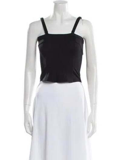 Pre-owned Bandier Square Neckline Sleeveless Crop Top In Black