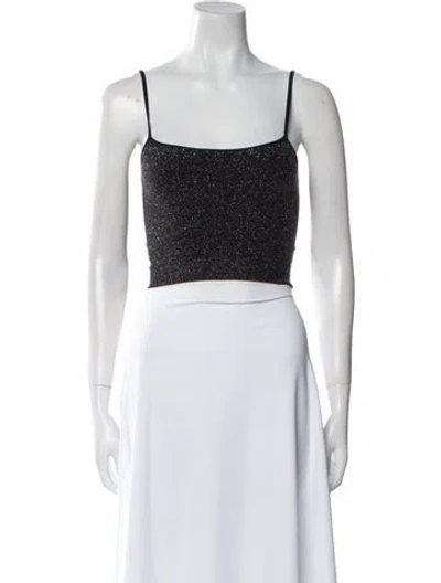 Pre-owned Bandier Square Neckline Sleeveless Crop Top In Blue