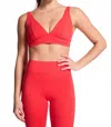Bandier V Neck Plunge Sports Bra In Lollipop In Red