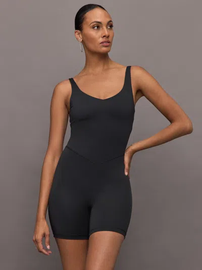 Bandier V-neck Tempo Short Catsuit In Black