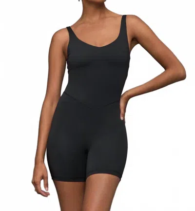 Bandier V-neck Tempo Short Catsuit In Black