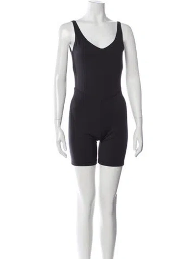 Pre-owned Bandier V-neck Romper W/ Tags In Blue