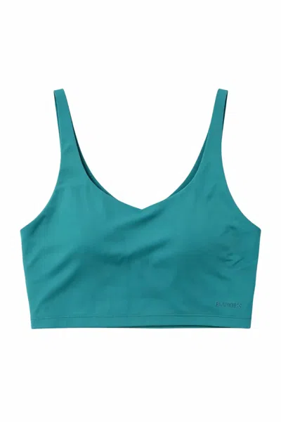 Bandier Women's V-neck Tempo Crop Bra In Aventurine In Blue