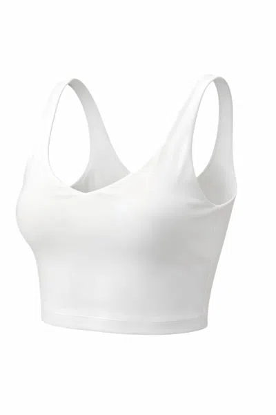 Bandier Women's V-neck Tempo Crop Bra In White